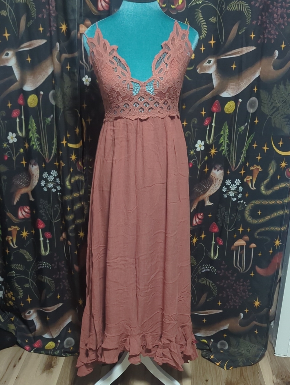 Free People Rust Adella Maxi Slip Dress